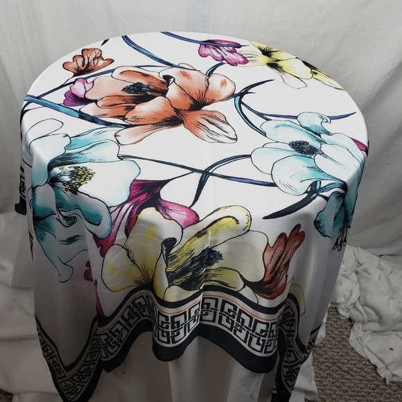 NWT Chico's Satin Floral White Multicolored Scarf - Picture 2 of 5